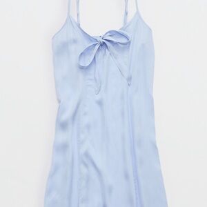 Aerie Light Blue Satin Maxi Dress